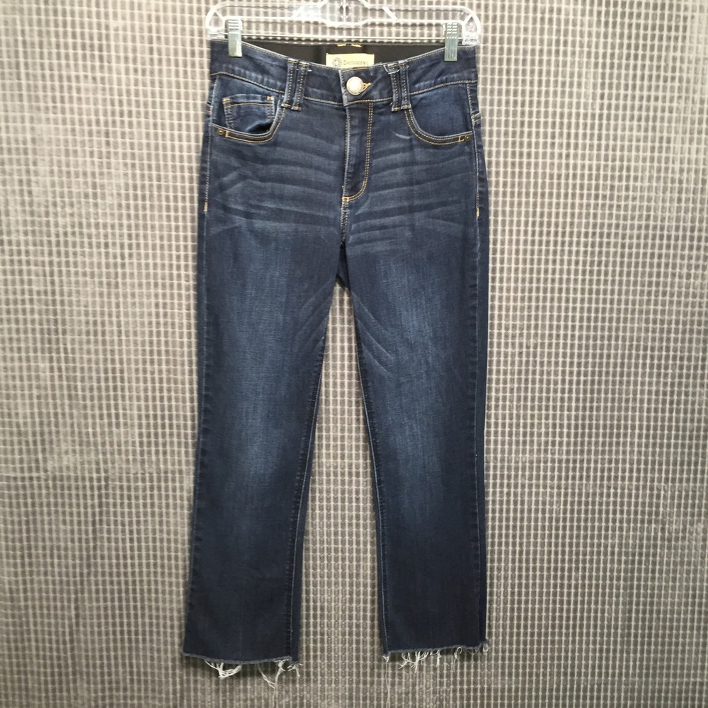 Democracy‎ Womens Jeans Ab Technology Raw Hem Ankle 2 Dark Blue Excellent